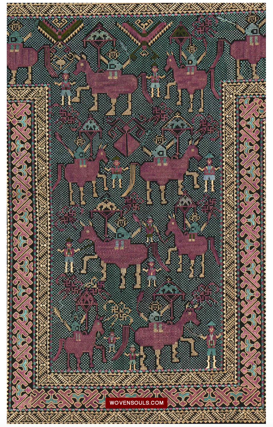 1618 Rare Vintage Baby Carrier with Figures-WOVENSOULS Antique Textiles & Art Gallery