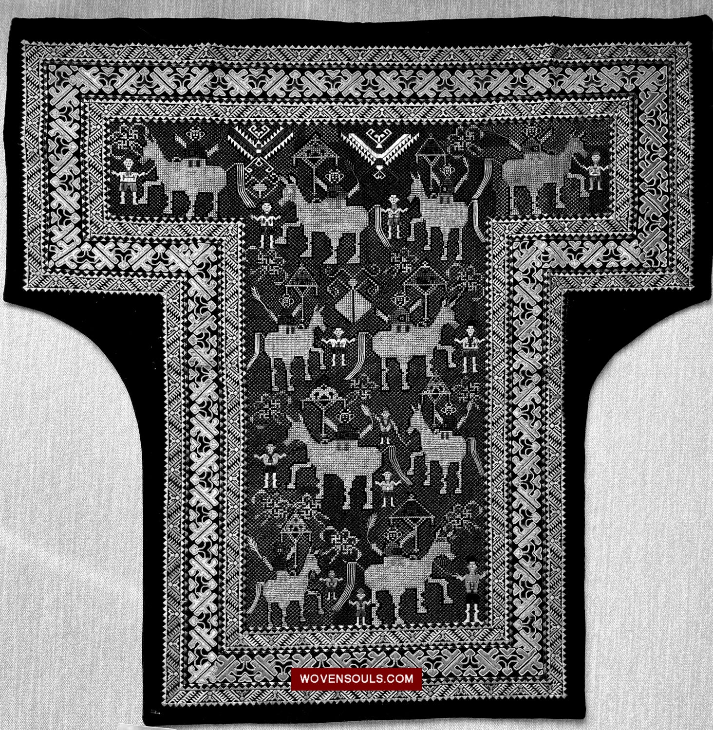 1618 Rare Vintage Baby Carrier with Figures-WOVENSOULS Antique Textiles & Art Gallery