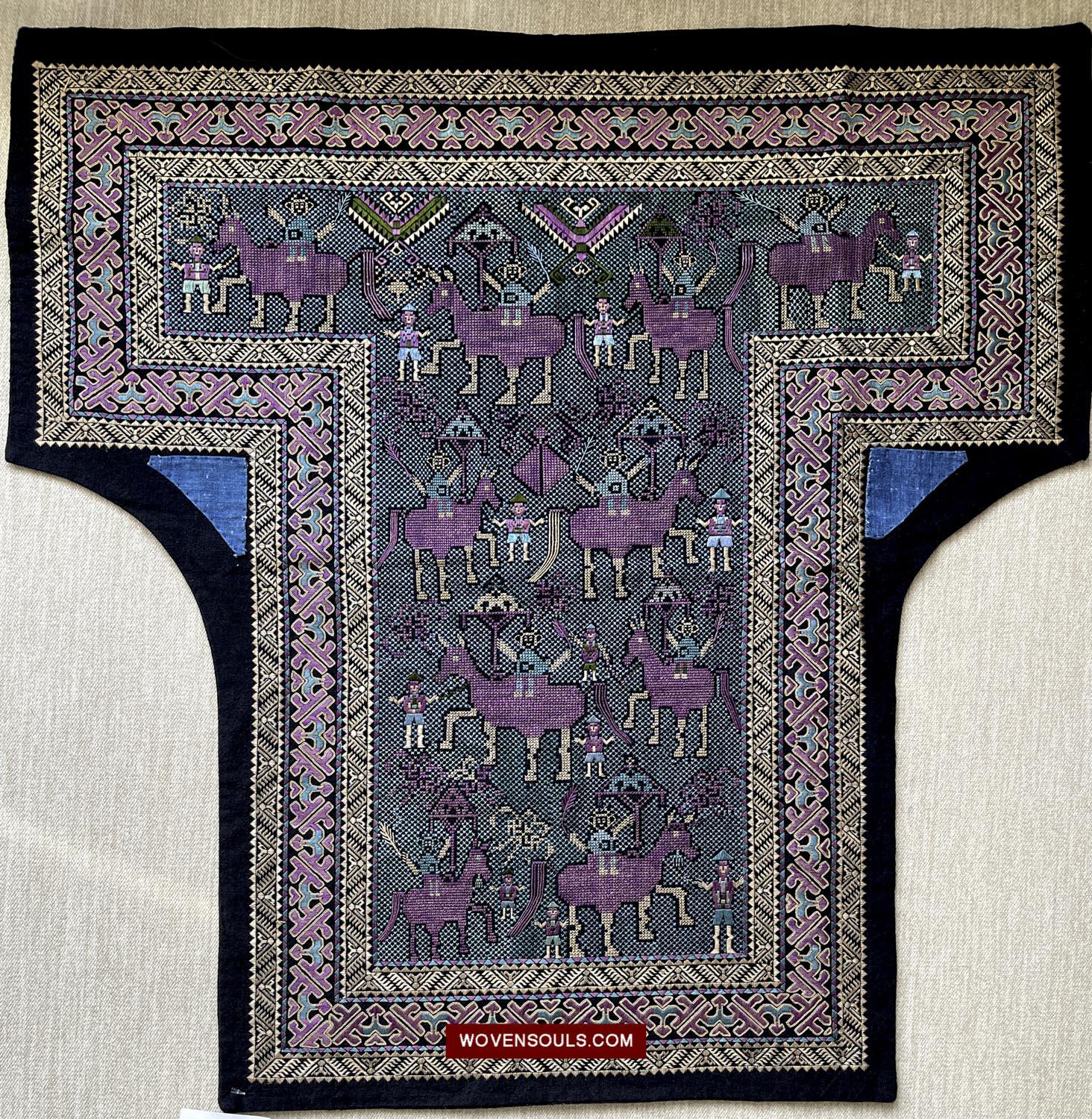 1618 Rare Vintage Baby Carrier with Figures-WOVENSOULS Antique Textiles & Art Gallery