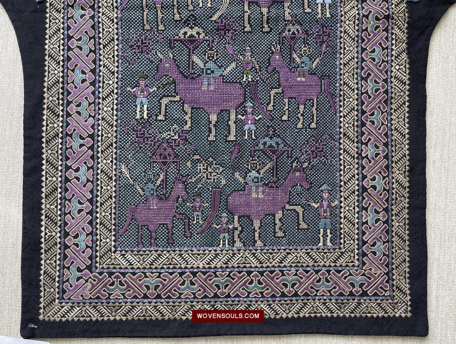 1618 Rare Vintage Baby Carrier with Figures-WOVENSOULS Antique Textiles & Art Gallery