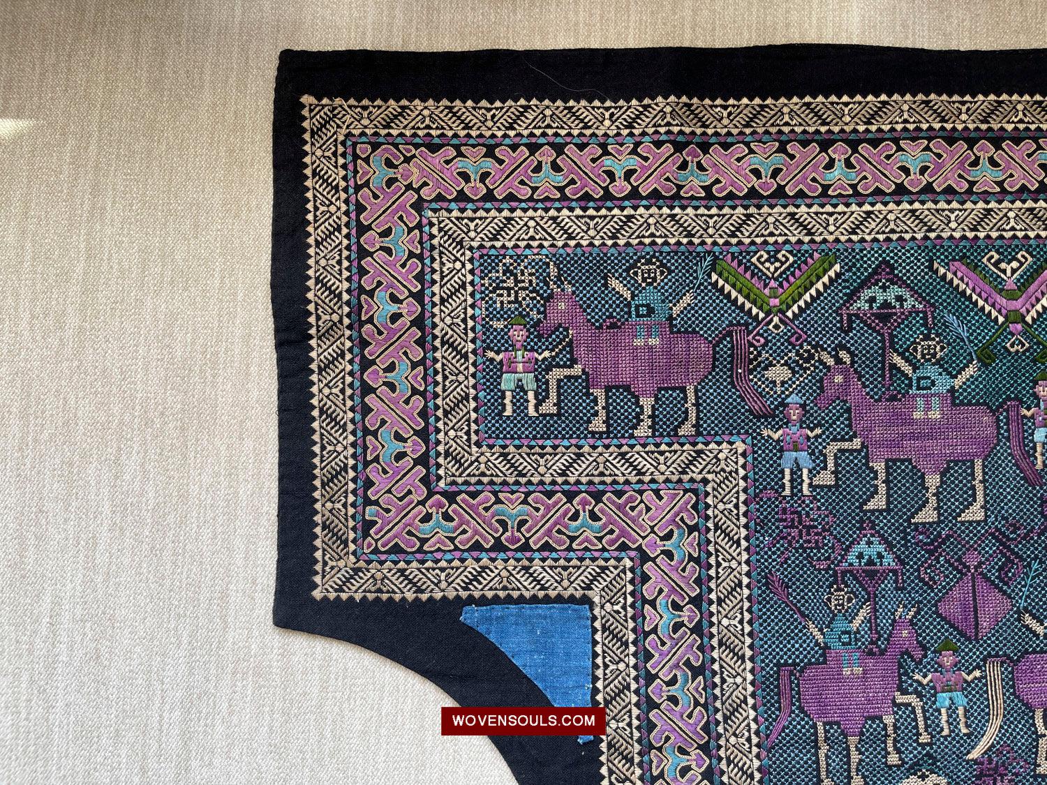 1618 Rare Vintage Baby Carrier with Figures-WOVENSOULS Antique Textiles & Art Gallery