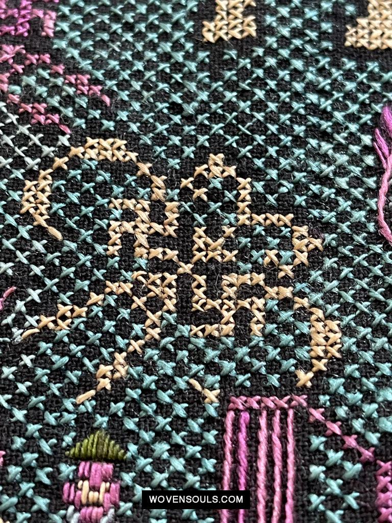 1618 Rare Vintage Baby Carrier with Figures-WOVENSOULS Antique Textiles & Art Gallery