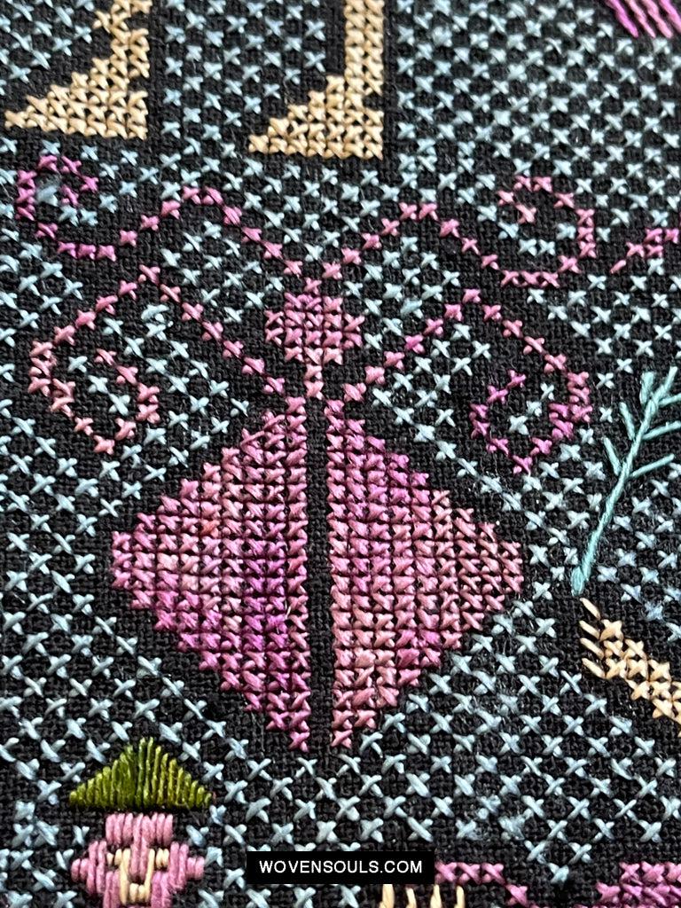 1618 Rare Vintage Baby Carrier with Figures-WOVENSOULS Antique Textiles & Art Gallery