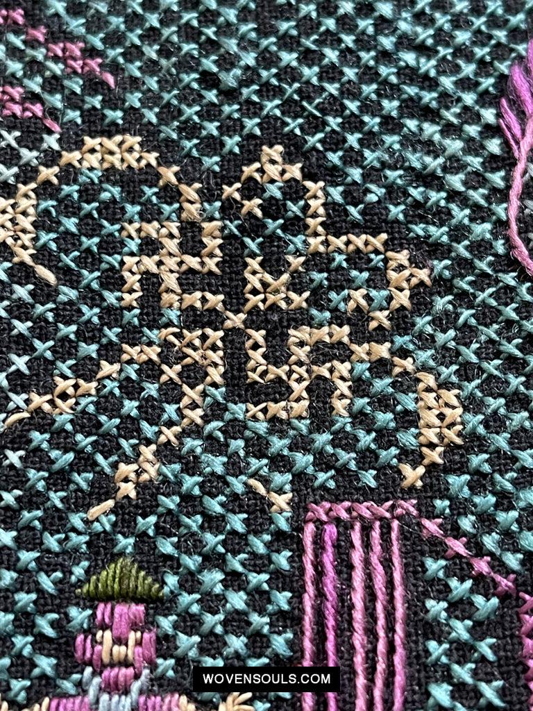 1618 Rare Vintage Baby Carrier with Figures-WOVENSOULS Antique Textiles & Art Gallery