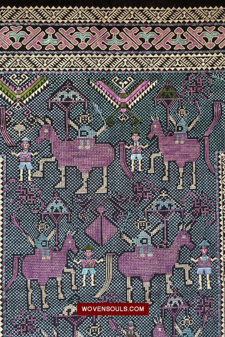 1618 Seltene Vintage Babytrage mit Figuren-WOVENSOULS Galerie für antike Textilien und Kunst