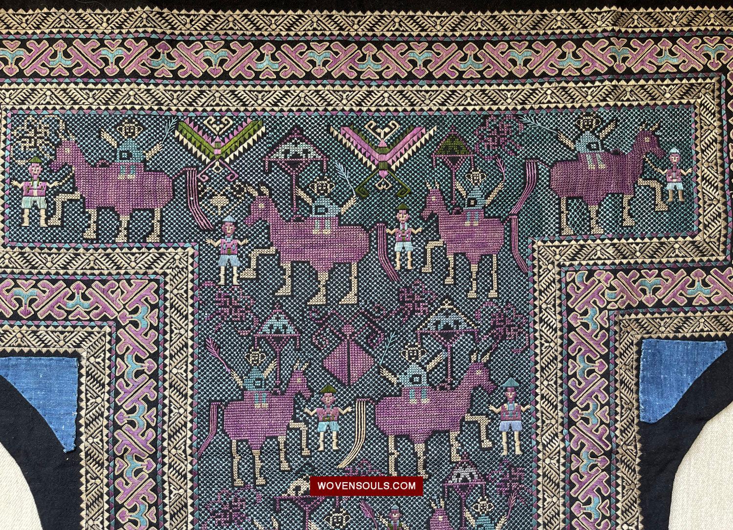 1618 Rare Vintage Baby Carrier with Figures-WOVENSOULS Antique Textiles & Art Gallery