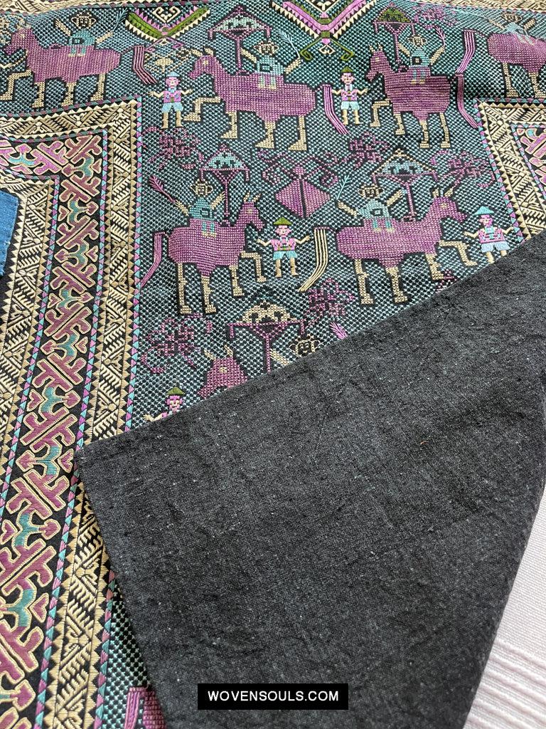 1618 Rare Vintage Baby Carrier with Figures-WOVENSOULS Antique Textiles & Art Gallery