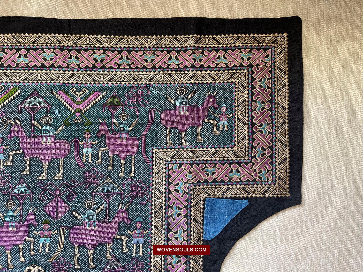 1618 Rare Vintage Baby Carrier with Figures-WOVENSOULS Antique Textiles & Art Gallery