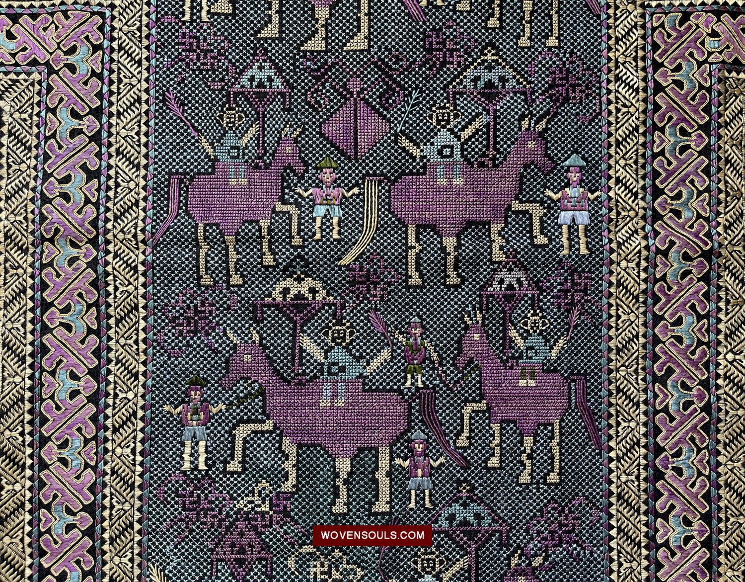 1618 Rare Vintage Baby Carrier with Figures-WOVENSOULS Antique Textiles & Art Gallery