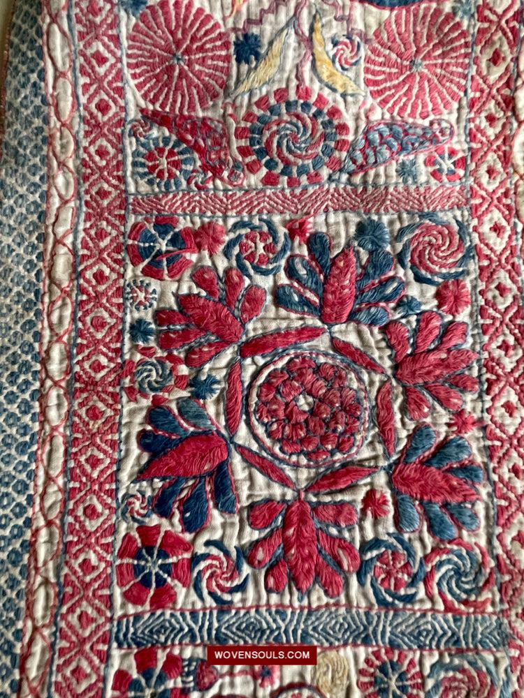 1619 SOLD Antique Figurative Kantha Embroidery-WOVENSOULS Antique Textiles & Art Gallery