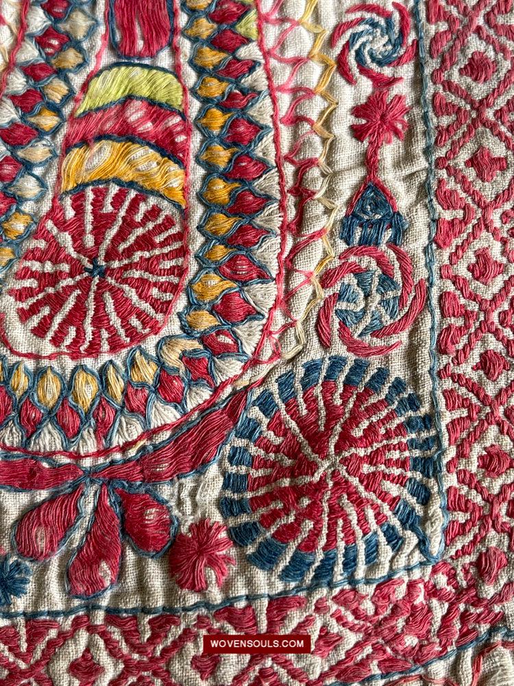 1619 SOLD Antique Figurative Kantha Embroidery-WOVENSOULS Antique Textiles & Art Gallery