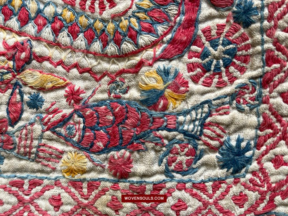 1619 SOLD Antique Figurative Kantha Embroidery-WOVENSOULS Antique Textiles & Art Gallery