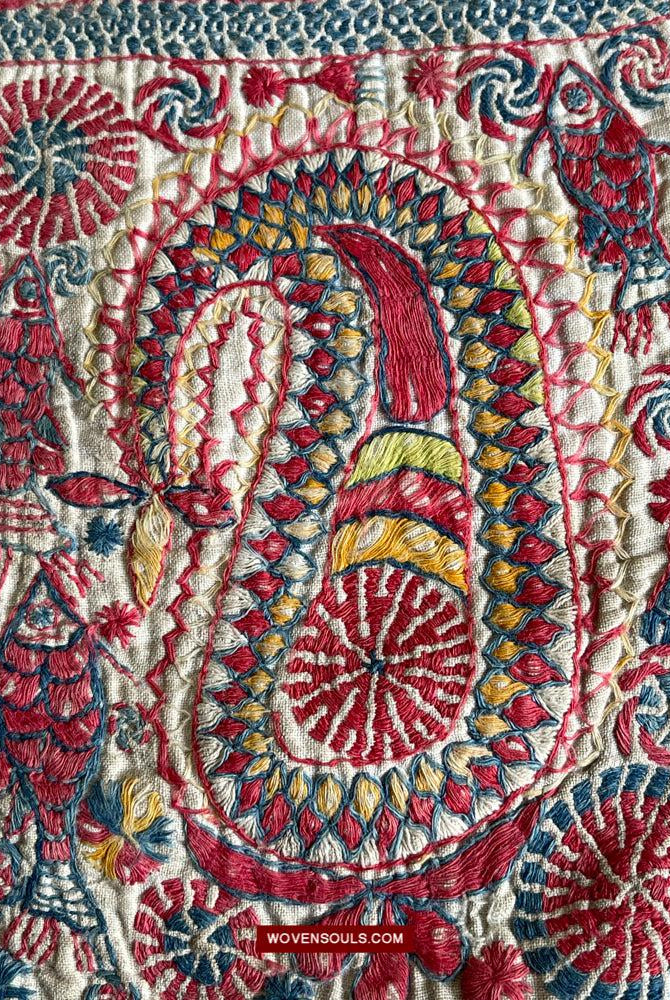 1619 SOLD Antique Figurative Kantha Embroidery-WOVENSOULS Antique Textiles & Art Gallery