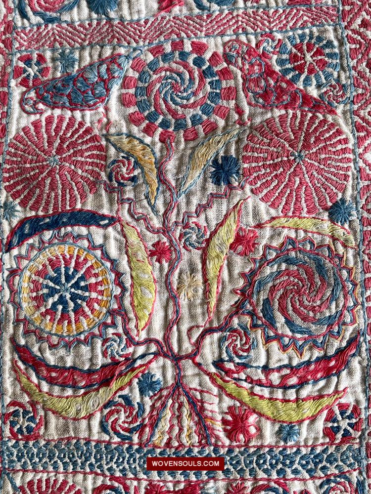 1619 SOLD Antique Figurative Kantha Embroidery-WOVENSOULS Antique Textiles & Art Gallery