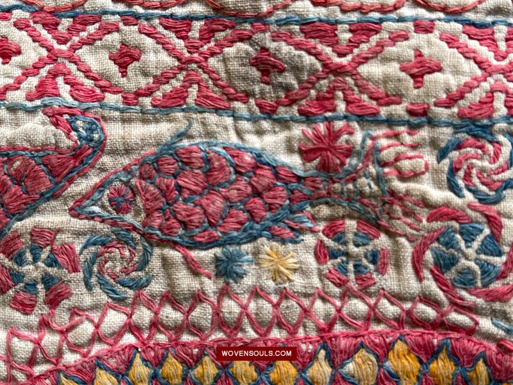 1619 SOLD Antique Figurative Kantha Embroidery-WOVENSOULS Antique Textiles & Art Gallery
