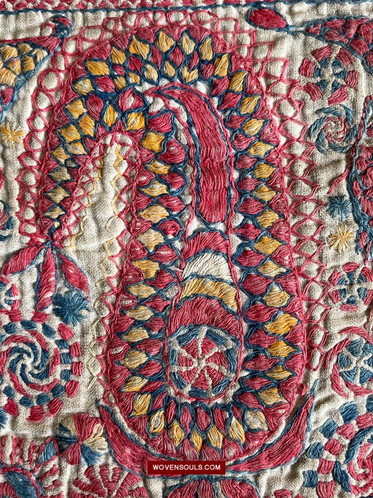 1619 SOLD Antique Figurative Kantha Embroidery-WOVENSOULS Antique Textiles & Art Gallery