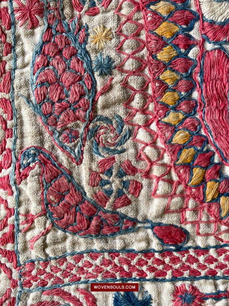 1619 SOLD Antique Figurative Kantha Embroidery-WOVENSOULS Antique Textiles & Art Gallery