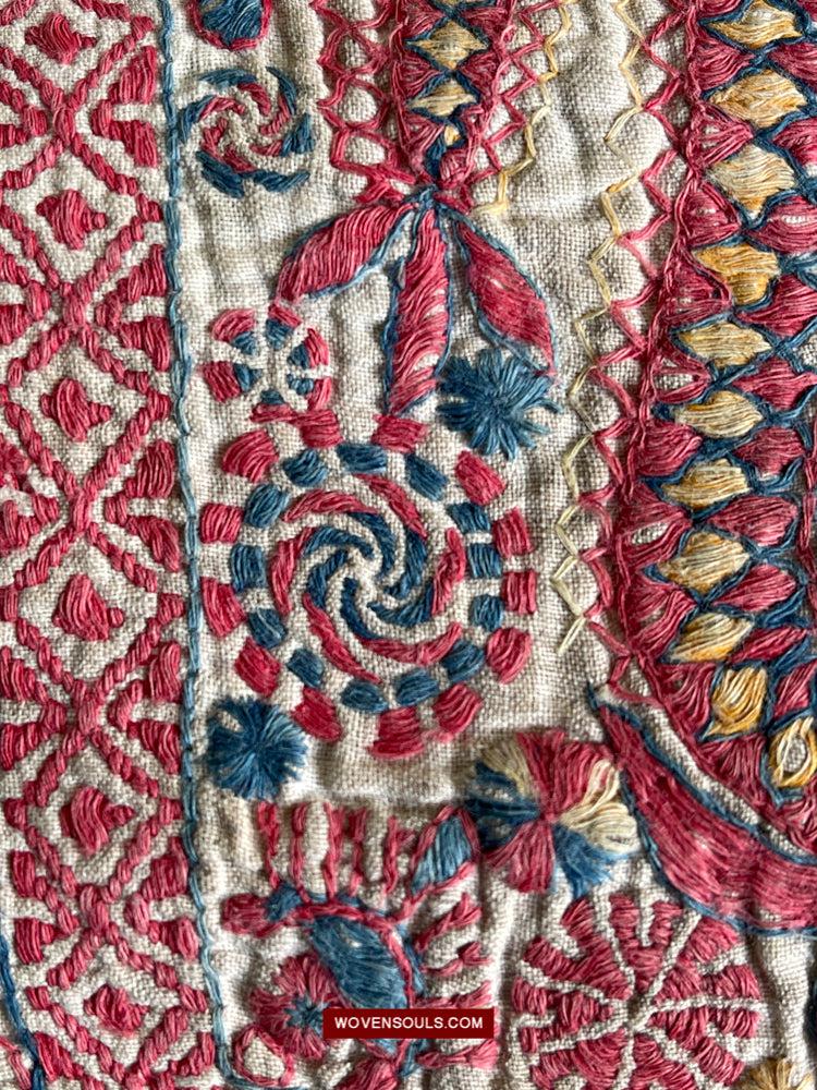 1619 SOLD Antique Figurative Kantha Embroidery-WOVENSOULS Antique Textiles & Art Gallery