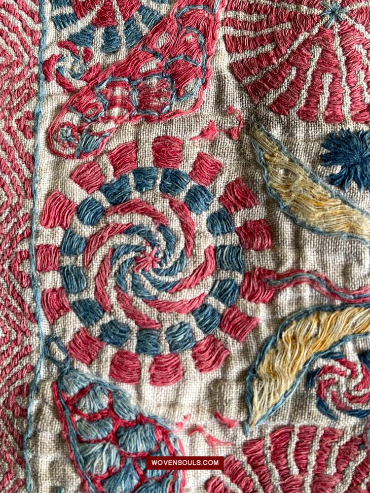 1619 SOLD Antique Figurative Kantha Embroidery-WOVENSOULS Antique Textiles & Art Gallery
