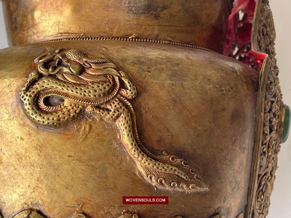 1620 Antique Buddhist Ceremonial Crown for Lama / Priest-WOVENSOULS Antique Textiles & Art Gallery