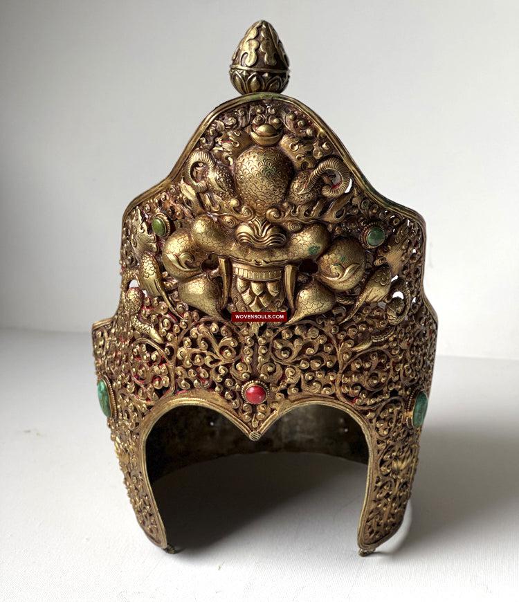 1620 Antique Buddhist Ceremonial Crown for Lama / Priest-WOVENSOULS Antique Textiles & Art Gallery