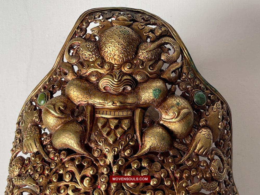 1620 Antique Buddhist Ceremonial Crown for Lama / Priest-WOVENSOULS Antique Textiles & Art Gallery