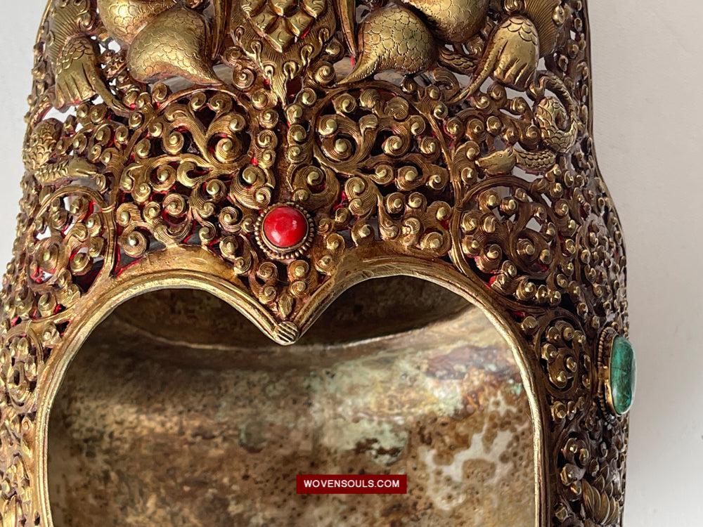 1620 Antique Buddhist Ceremonial Crown for Lama / Priest-WOVENSOULS Antique Textiles & Art Gallery