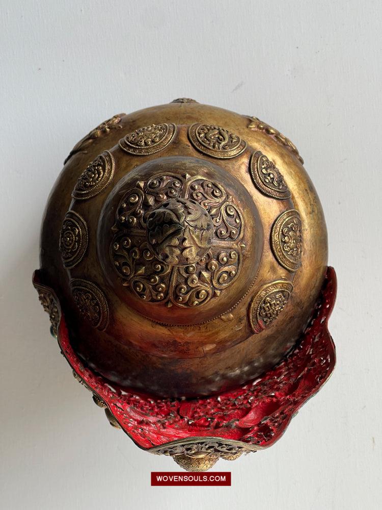1620 Antique Buddhist Ceremonial Crown for Lama / Priest-WOVENSOULS Antique Textiles & Art Gallery
