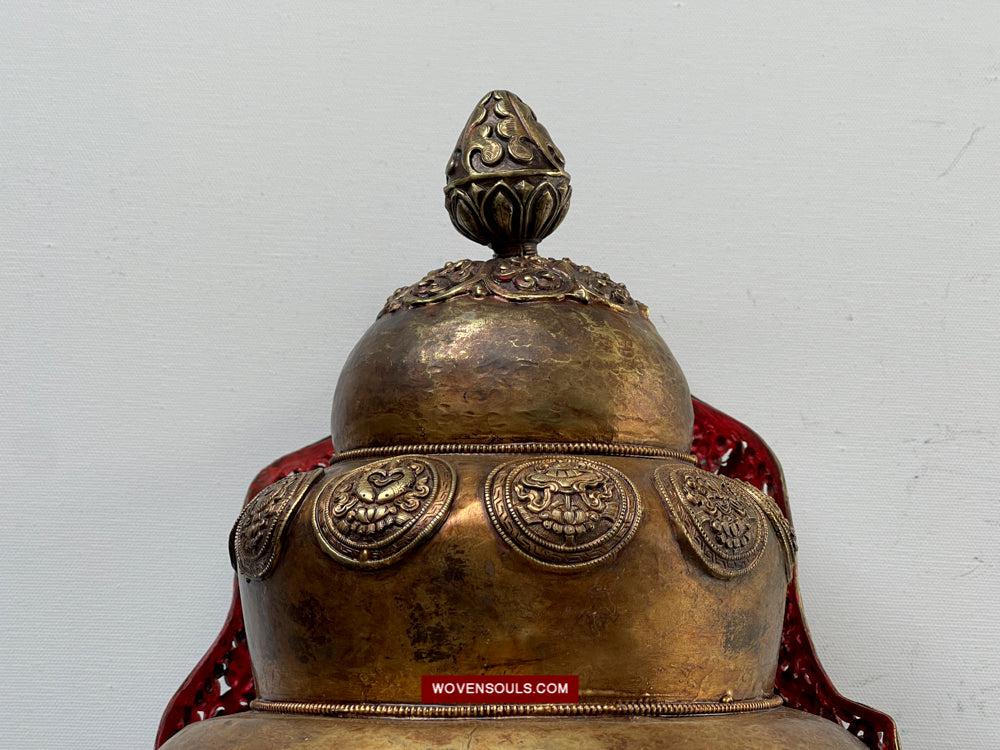 1620 Antique Buddhist Ceremonial Crown for Lama / Priest-WOVENSOULS Antique Textiles & Art Gallery