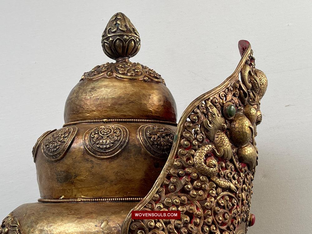 1620 Antique Buddhist Ceremonial Crown for Lama / Priest-WOVENSOULS Antique Textiles & Art Gallery