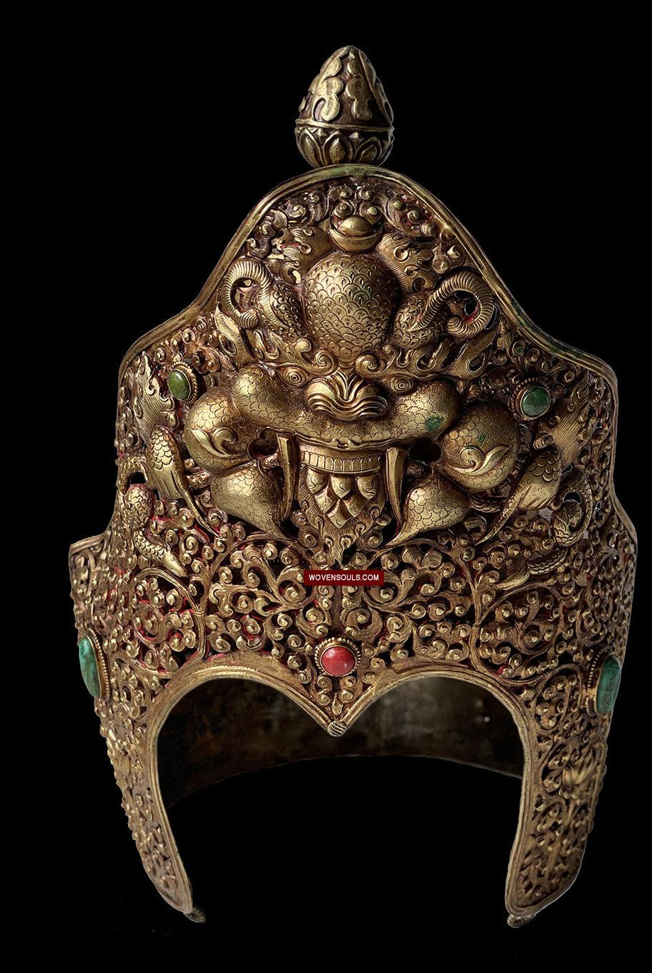 1620 Antique Buddhist Ceremonial Crown for Lama / Priest-WOVENSOULS Antique Textiles & Art Gallery