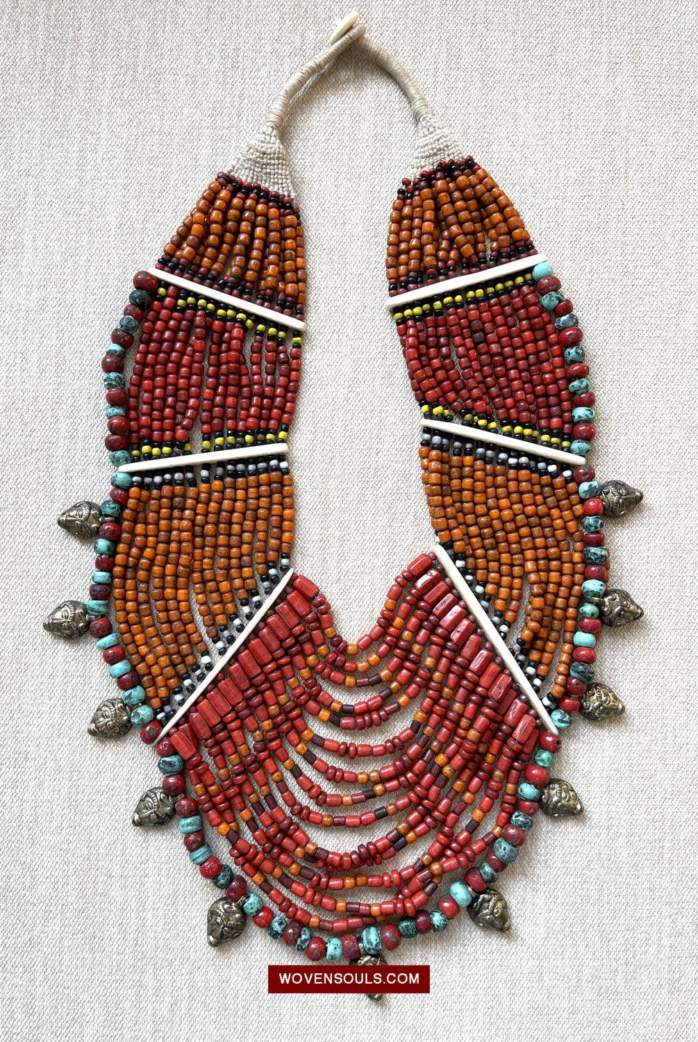 1623 SOLD Antique Naga Tribal Bead Necklace-WOVENSOULS Antique Textiles & Art Gallery