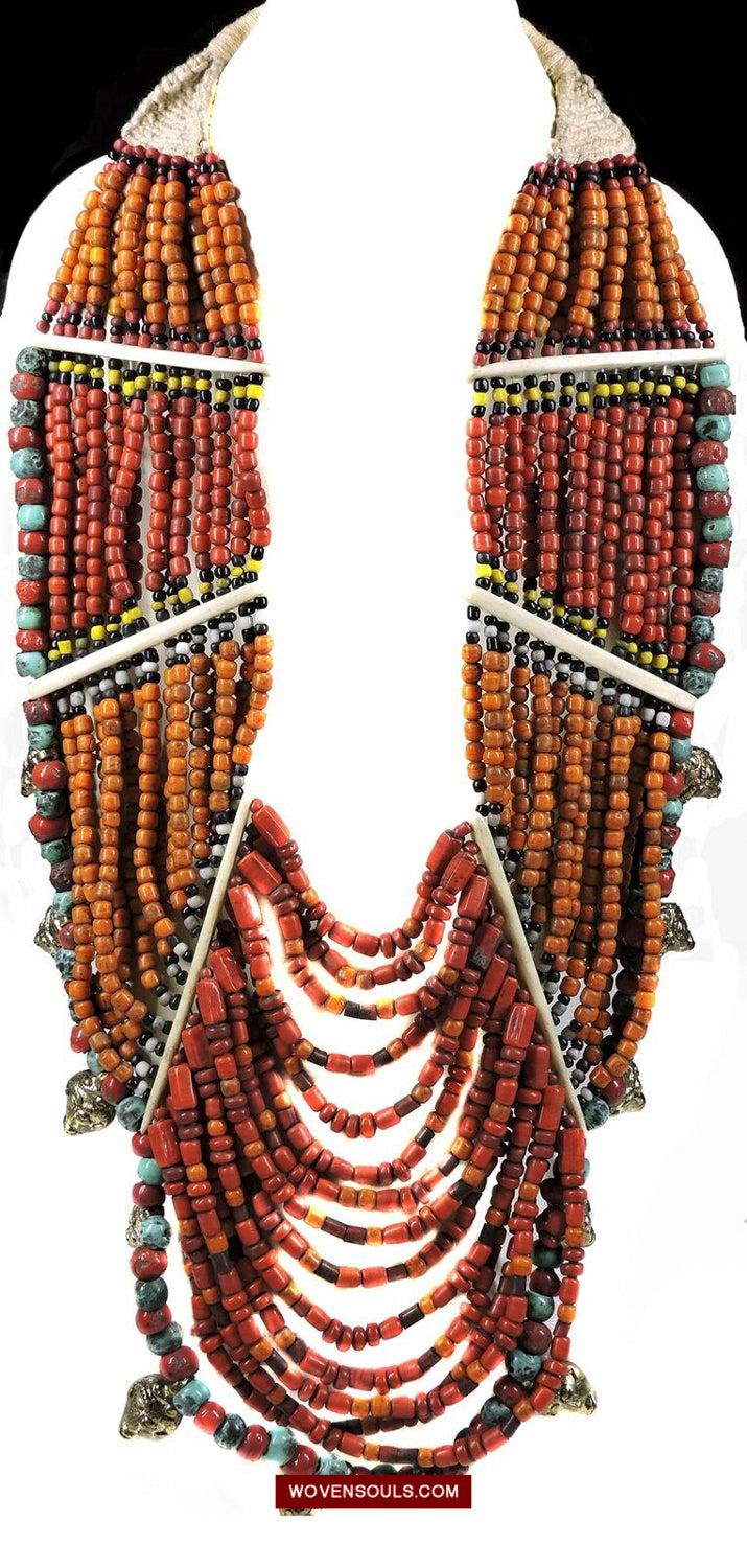 1623 SOLD Antique Naga Tribal Bead Necklace-WOVENSOULS Antique Textiles & Art Gallery