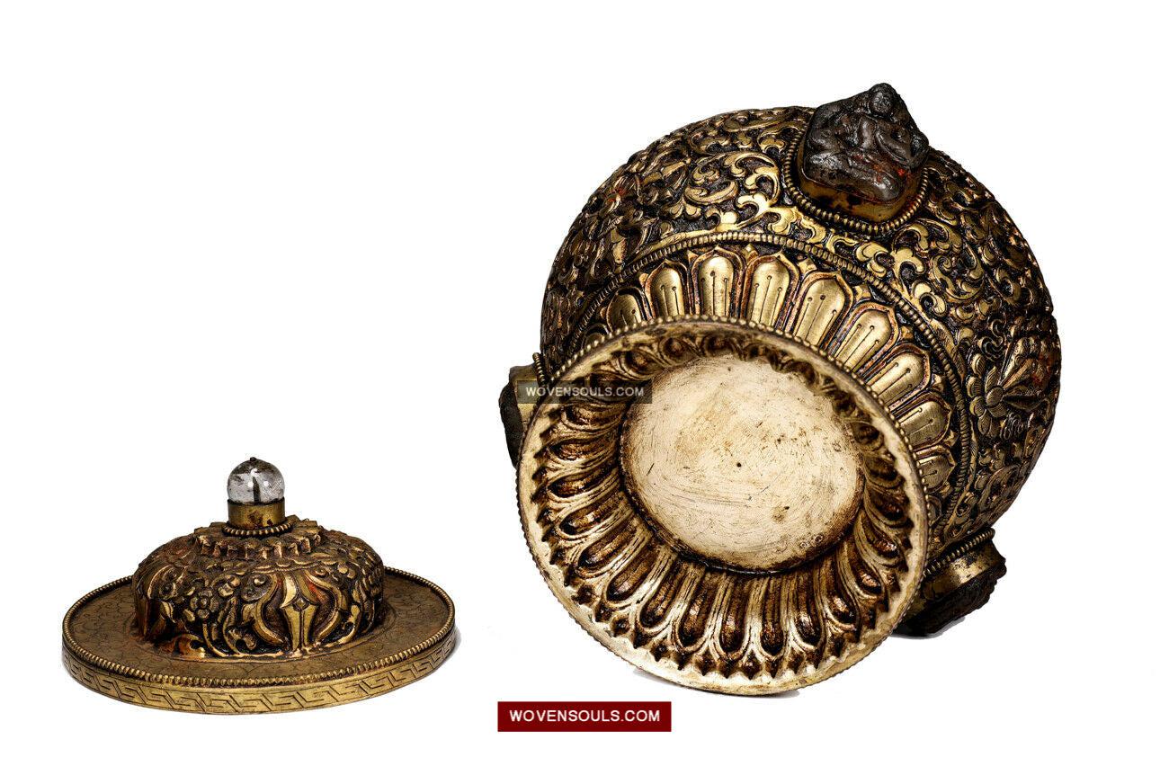 1624 Himalayan Buddhist Ceremonial Pot with Mountain Crystal Carvings-WOVENSOULS Antique Textiles & Art Gallery