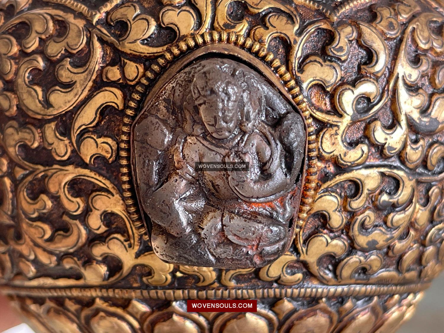 1624 Himalayan Buddhist Ceremonial Pot with Mountain Crystal Carvings-WOVENSOULS Antique Textiles & Art Gallery