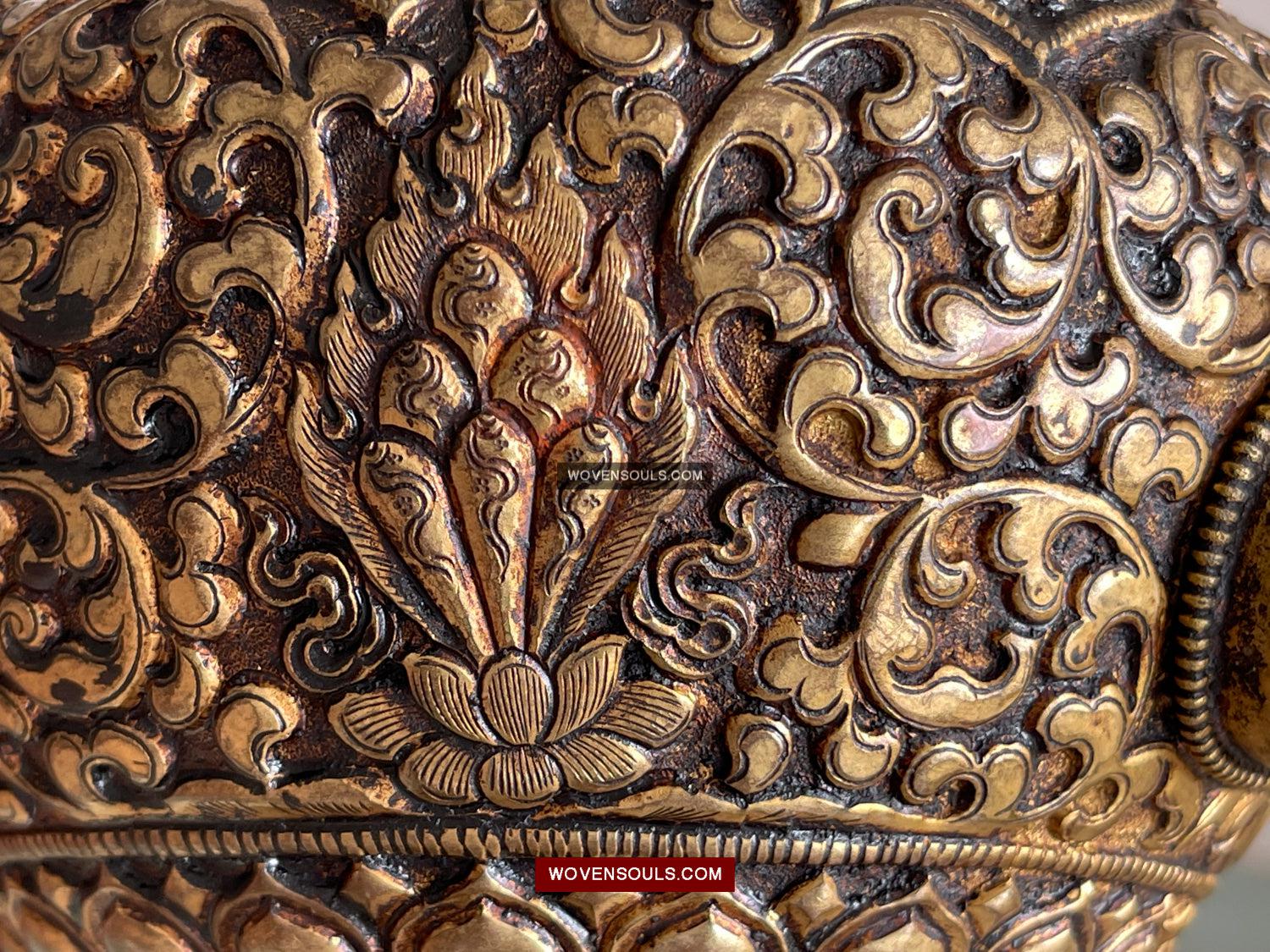 1624 Himalayan Buddhist Ceremonial Pot with Mountain Crystal Carvings-WOVENSOULS Antique Textiles & Art Gallery