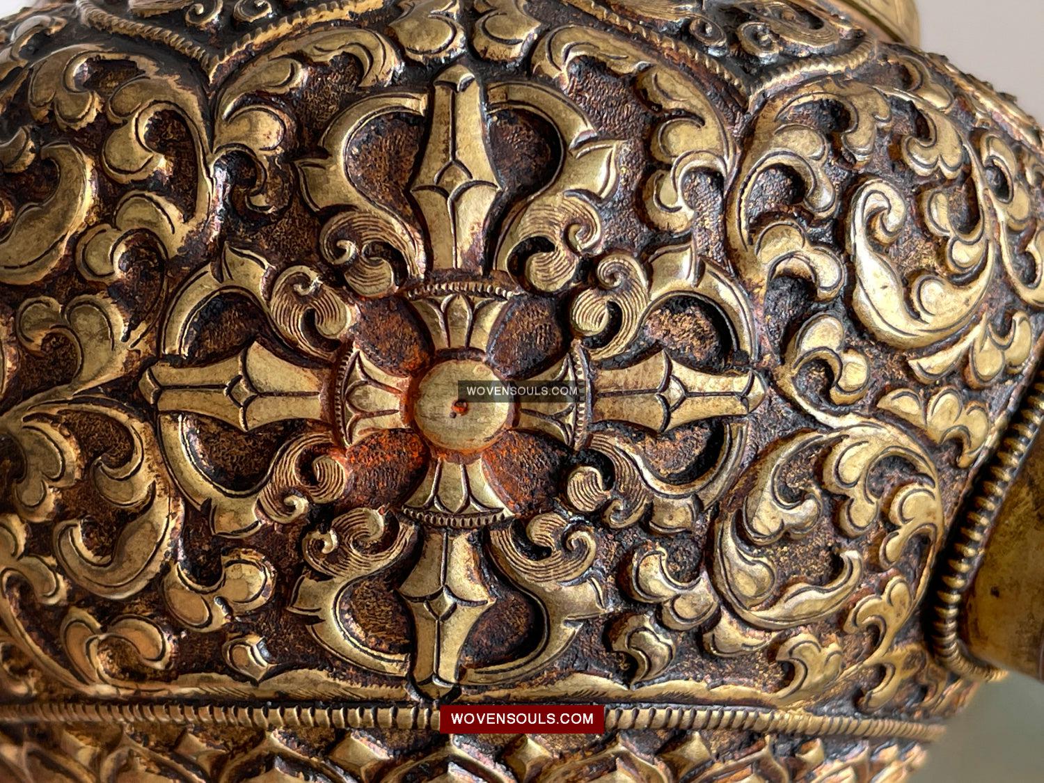 1624 Himalayan Buddhist Ceremonial Pot with Mountain Crystal Carvings-WOVENSOULS Antique Textiles & Art Gallery