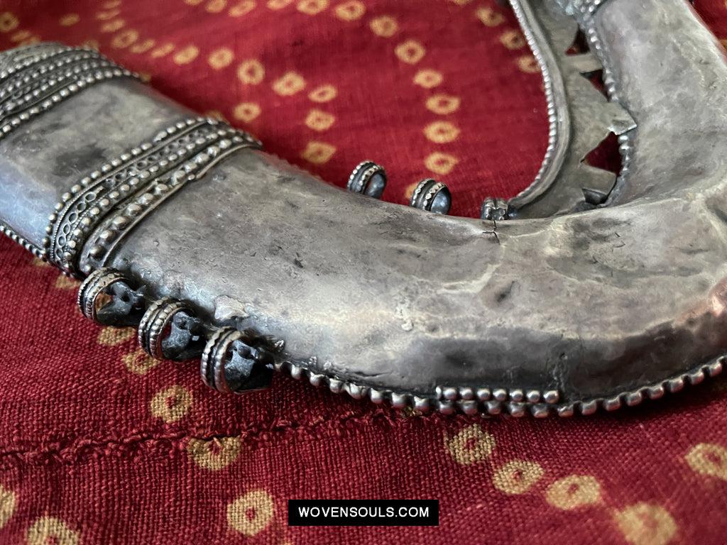 1625 Rare Old Silver Yemen Bedouin Tribal Belt Ornament-WOVENSOULS Antique Textiles & Art Gallery