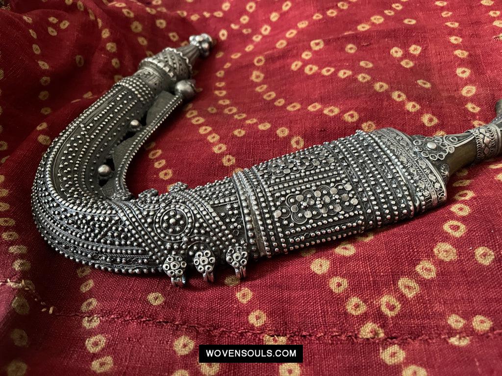 1625 Rare Old Silver Yemen Bedouin Tribal Belt Ornament-WOVENSOULS Antique Textiles & Art Gallery
