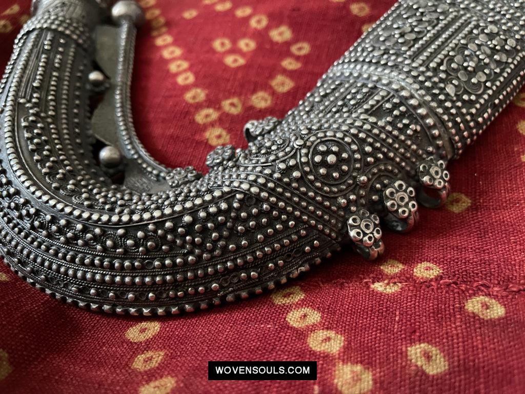 1625 Rare Old Silver Yemen Bedouin Tribal Belt Ornament-WOVENSOULS Antique Textiles & Art Gallery