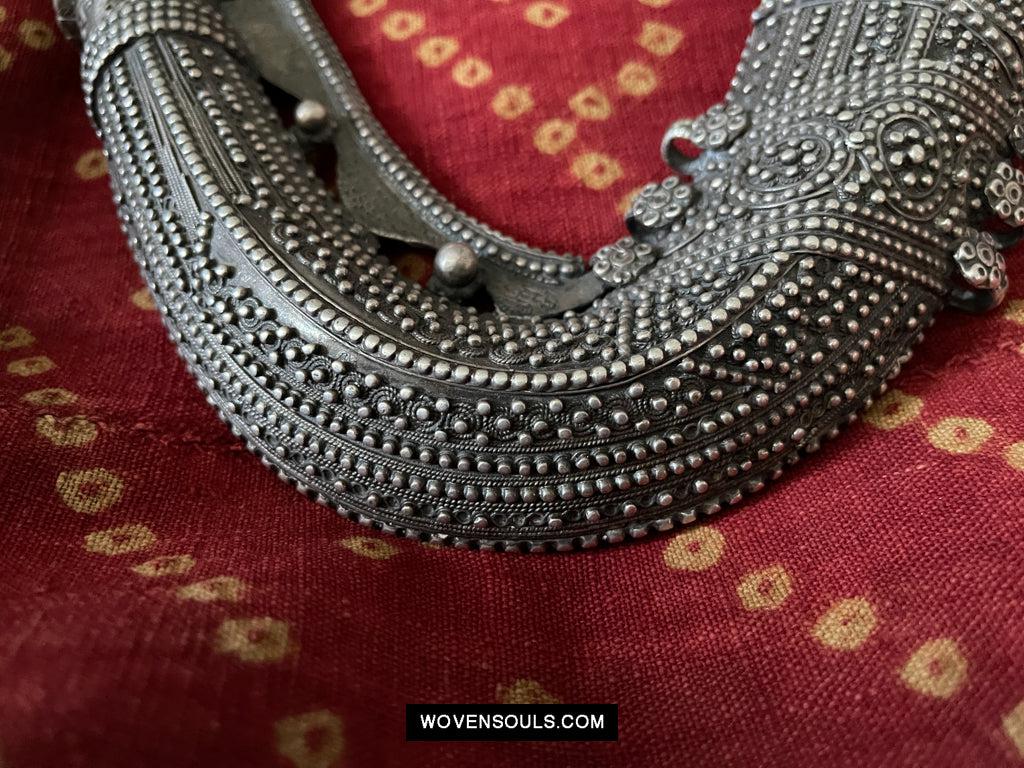 1625 Rare Old Silver Yemen Bedouin Tribal Belt Ornament-WOVENSOULS Antique Textiles & Art Gallery