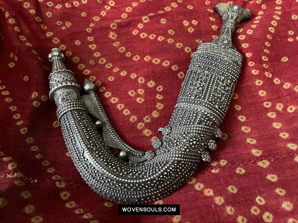 1625 Rare Old Silver Yemen Bedouin Tribal Belt Ornament-WOVENSOULS Antique Textiles & Art Gallery