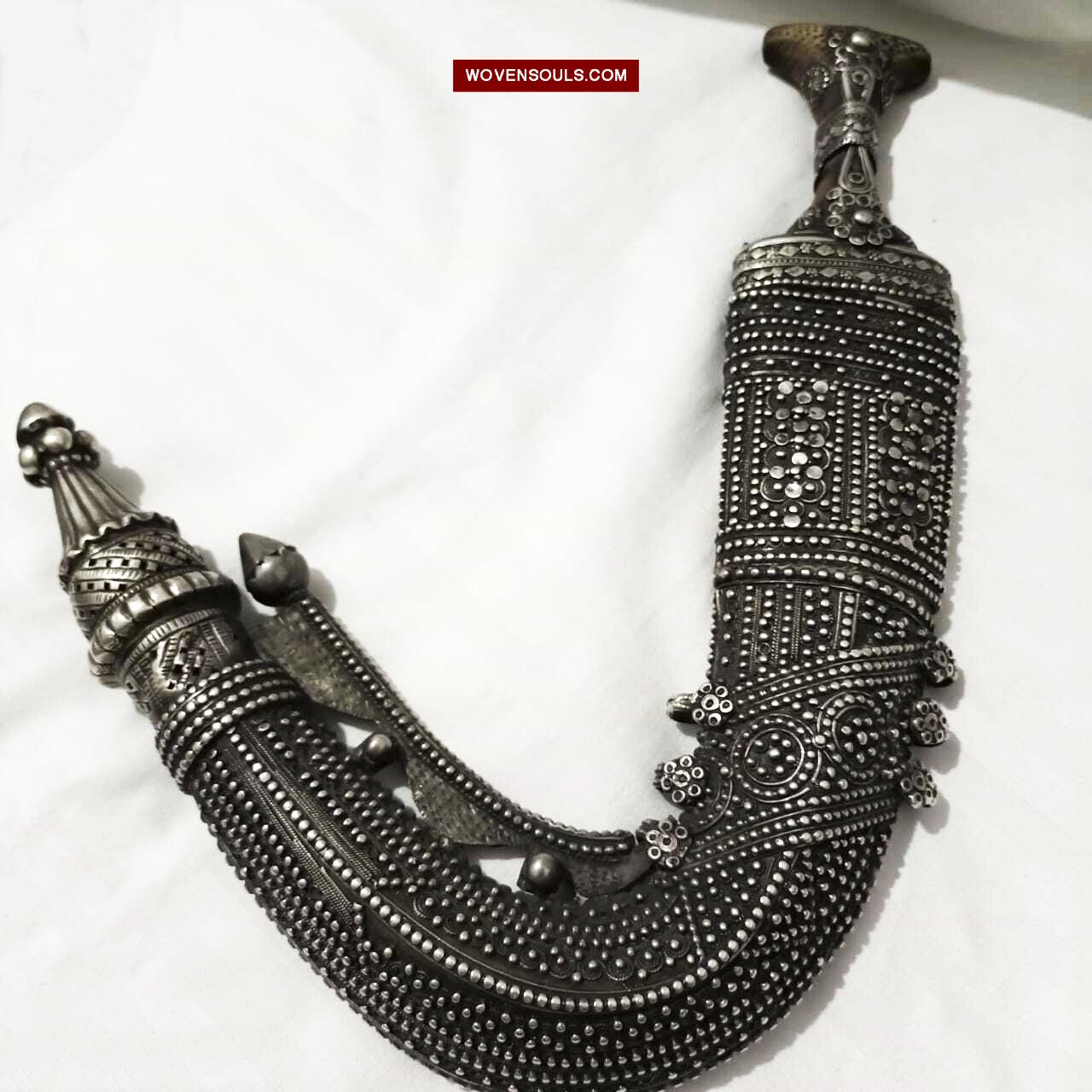 1625 Rare Old Silver Yemen Bedouin Tribal Belt Ornament-WOVENSOULS Antique Textiles & Art Gallery
