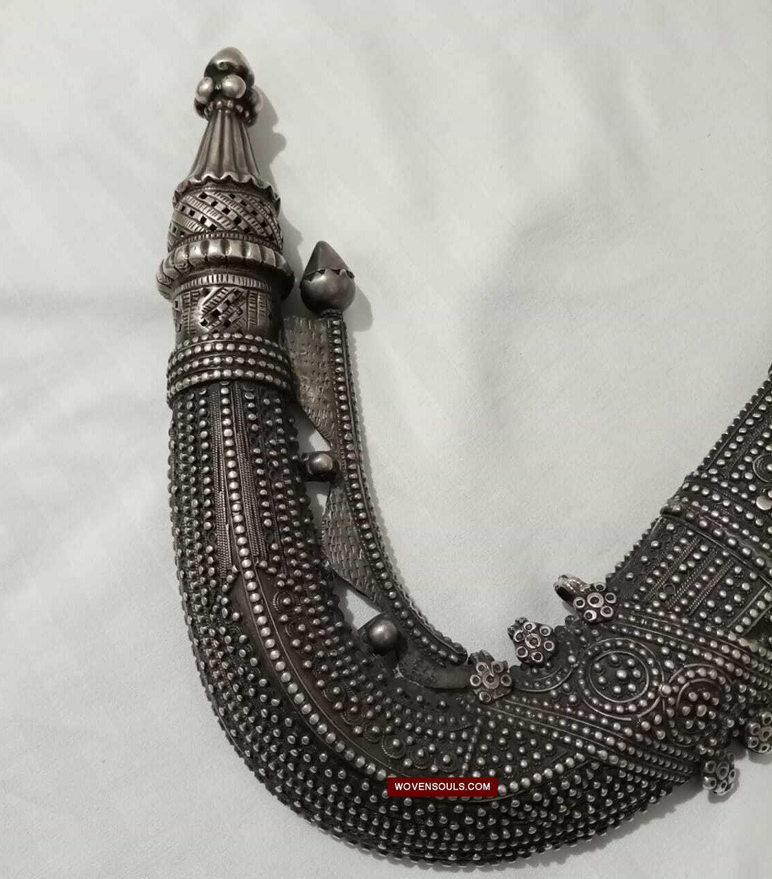 1625 Rare Old Silver Yemen Bedouin Tribal Belt Ornament-WOVENSOULS Antique Textiles & Art Gallery