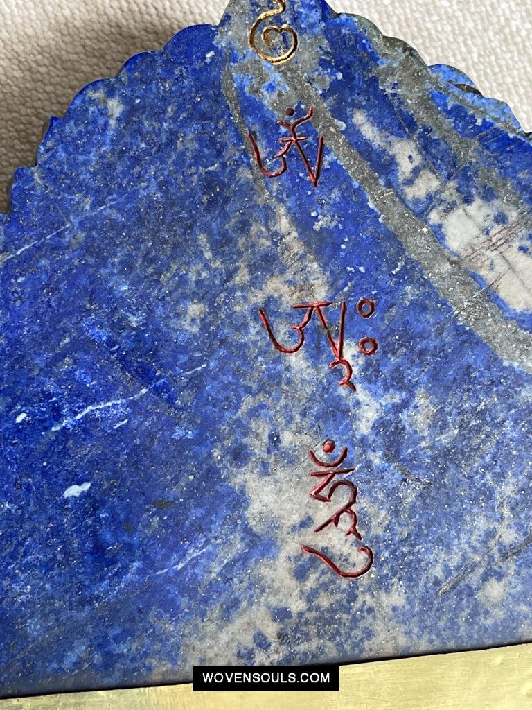 1626 Old Himalayan Lapis Stone Buddhist Art Mahakala-WOVENSOULS Antique Textiles & Art Gallery