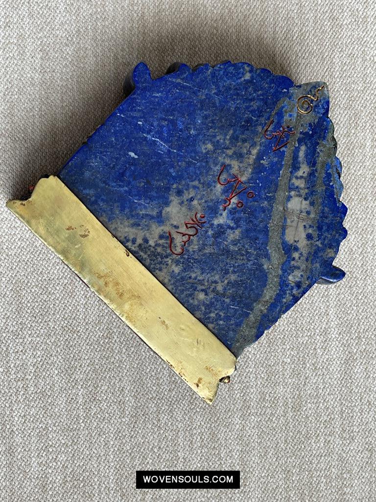 1626 Old Himalayan Lapis Stone Buddhist Art Mahakala-WOVENSOULS Antique Textiles & Art Gallery