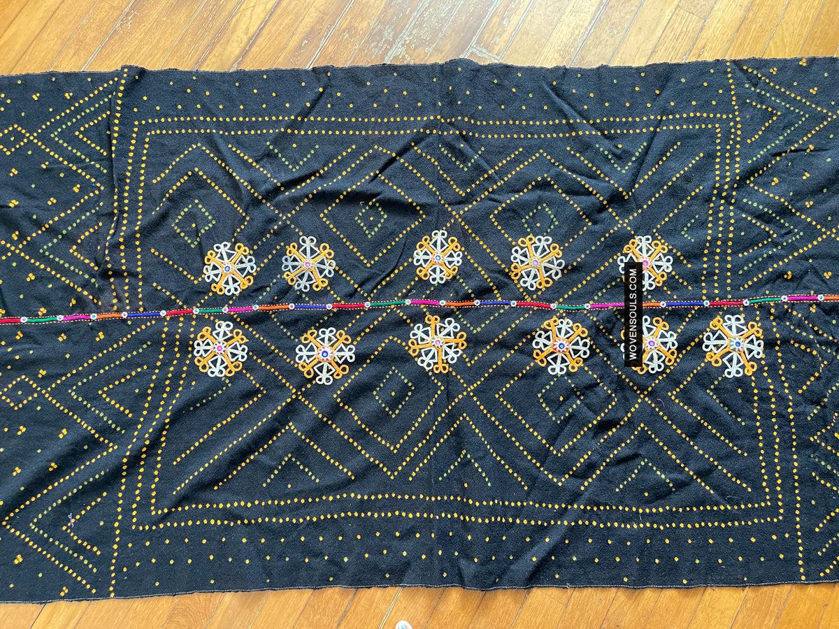 1628 Rabari Ludhi Wedding Shawl Tie-dye & Embroidery 11 florets-WOVENSOULS Antique Textiles & Art Gallery