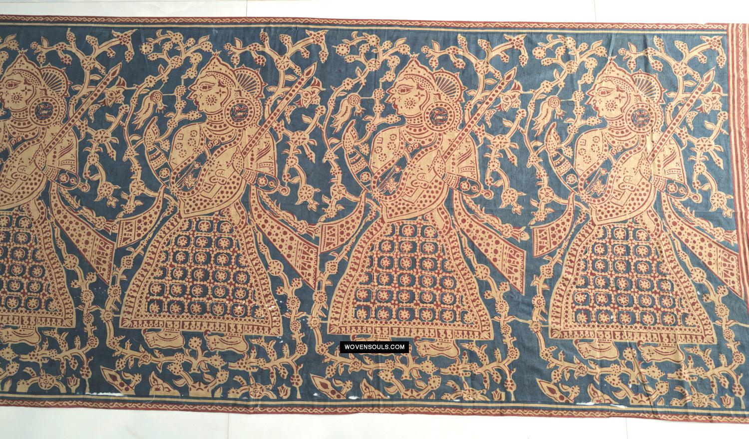 1641 SOLD Large Gujarat Ceremonial Cloth with a Row of Female Musicians-WOVENSOULS Antique Textiles & Art Gallery