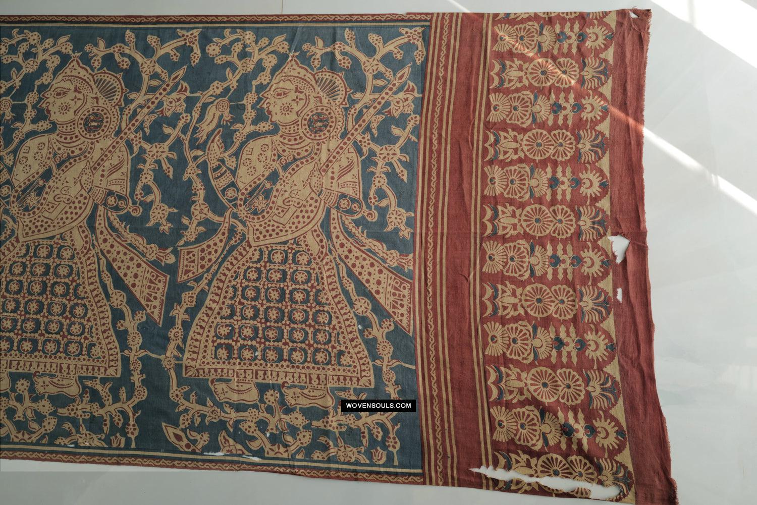 1641 SOLD Large Gujarat Ceremonial Cloth with a Row of Female Musicians-WOVENSOULS Antique Textiles & Art Gallery