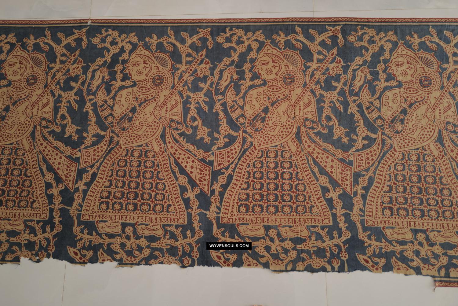 1641 SOLD Large Gujarat Ceremonial Cloth with a Row of Female Musicians-WOVENSOULS Antique Textiles & Art Gallery